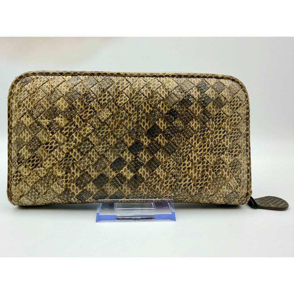 BOTTEGA VENETA Intrecciato Zippy Clutch Wallet | Leather | Gold | Italy | COA